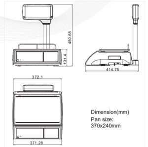 JP Series Price Computing Scales Dimensions. Price computing retail scales