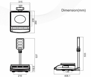 QSP Series Price Compouting Scales Dimensions