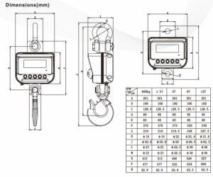 TN Crane Scale Dimensions