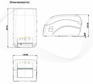 RP806 Thermal Label Printer Dimensions