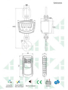 GGC Series Digital Crane Scales Dimensions